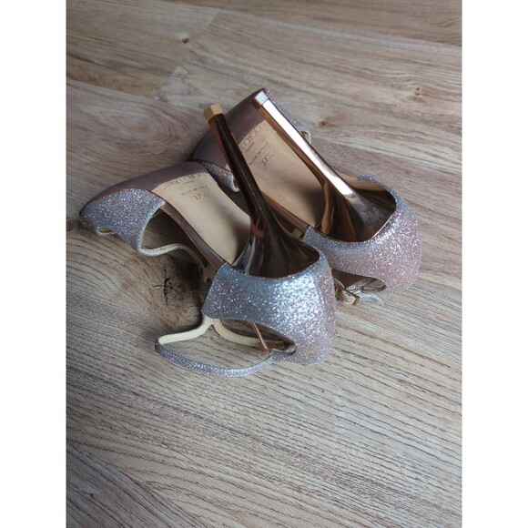 Jimmy Choo Lance Lang Metallic Shimmer Heels Womens 37.5 - Picture 14 of 16